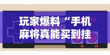 玩家爆料“手机麻将真能买到挂吗”科技辅助神器手机